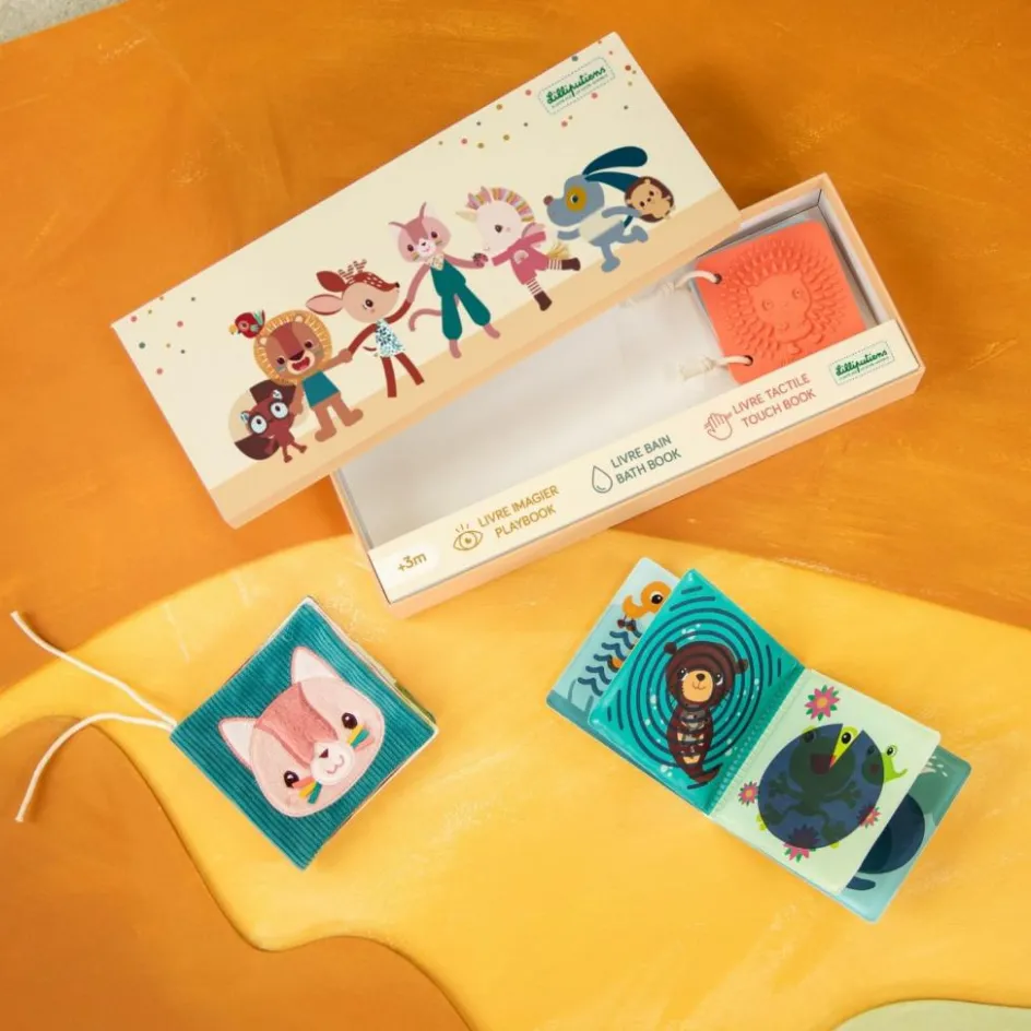Set de naissance 3 livres sensoriels Jardin|Lilliputiens Online