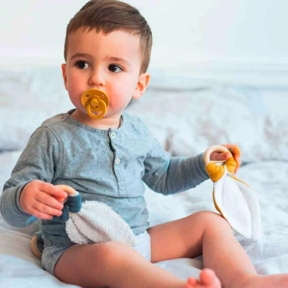 Set de naissance Doudou ballon et anneau de dentition Bleu pétrole (personnalisable)|Les Griottes Discount