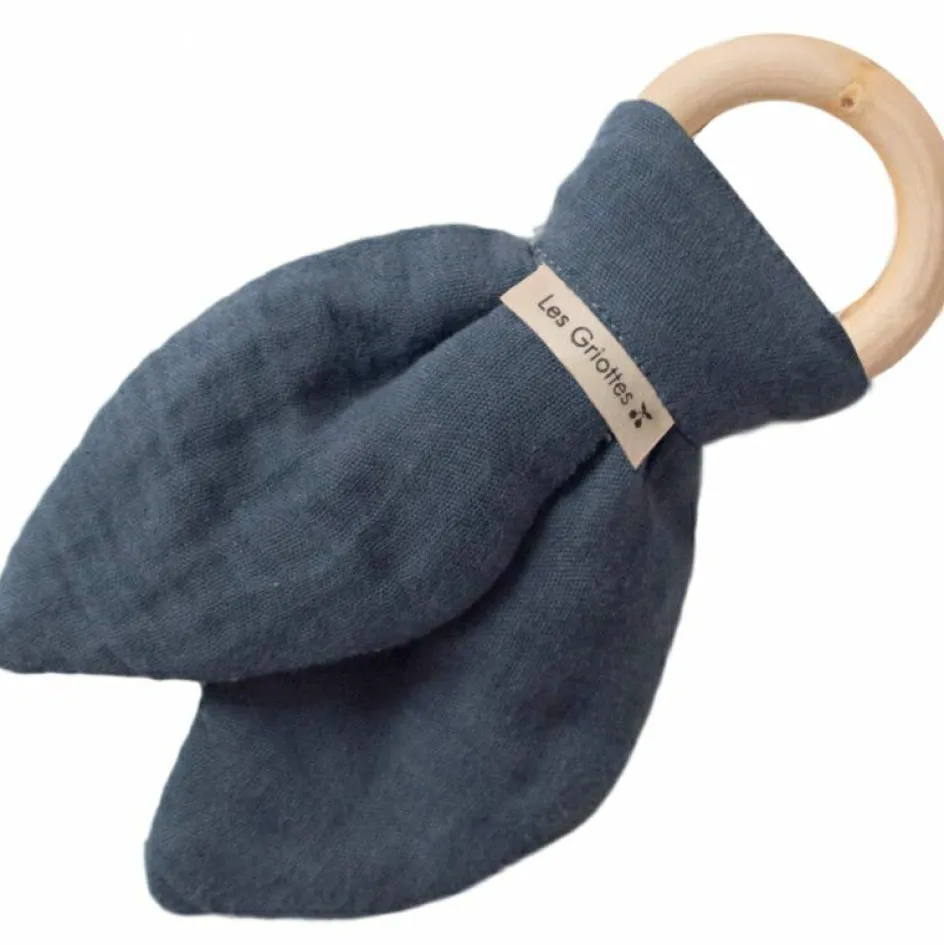 Set de naissance Doudou ballon et anneau de dentition Bleu pétrole (personnalisable)|Les Griottes Discount