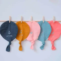 Set de naissance Doudou ballon et anneau de dentition Bleu pétrole (personnalisable)|Les Griottes Discount