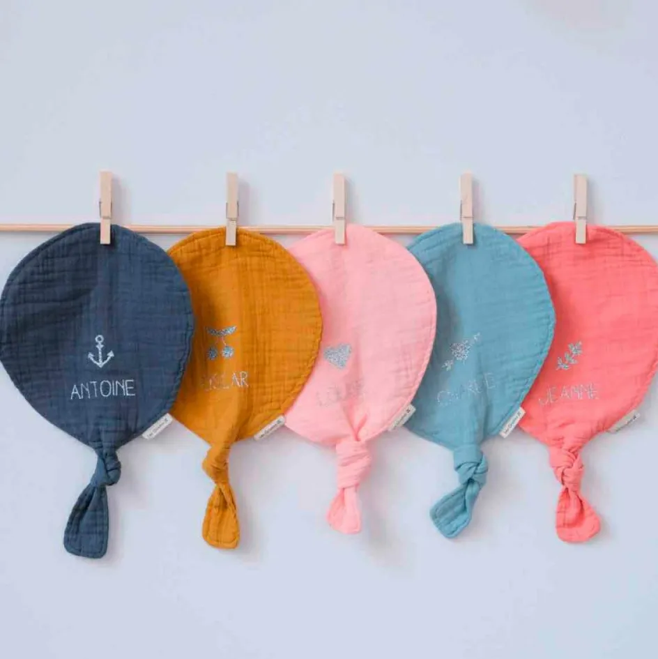 Set de naissance Doudou ballon et anneau de dentition Bleu pétrole (personnalisable)|Les Griottes Discount