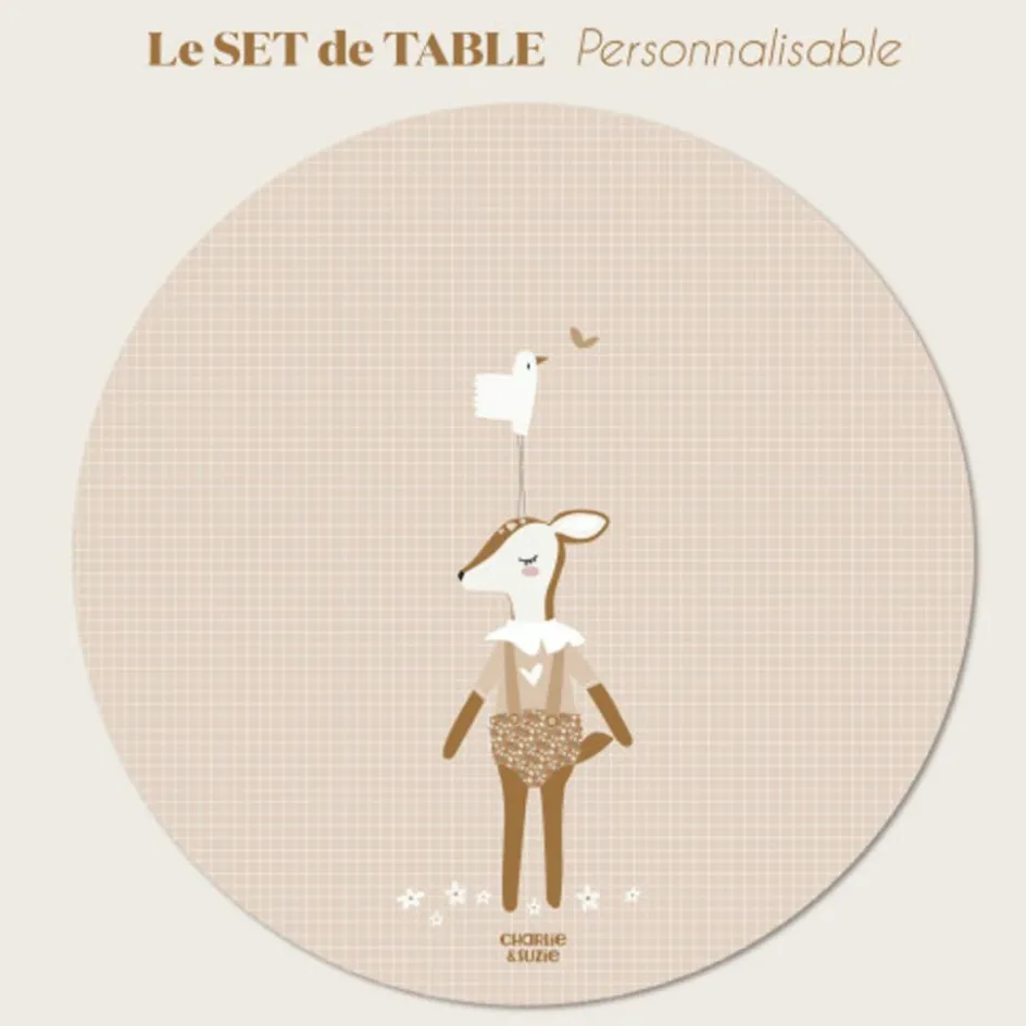Discount Charlie et Suzie Set de table Faon personnalisable