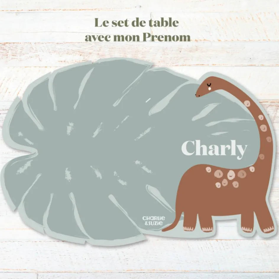 Sale Charlie et Suzie Set de table Feuille Brontosaure Paolo personnalisable