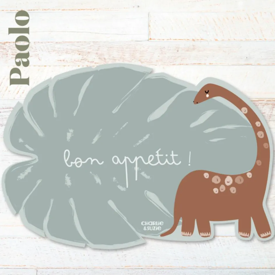 Sale Charlie et Suzie Set de table Feuille Brontosaure Paolo personnalisable