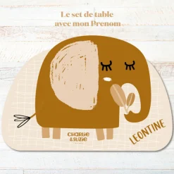 Best Charlie et Suzie Set de table Éléphant Isidore personnalisable