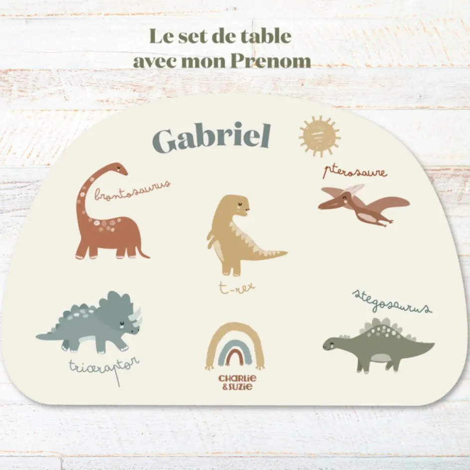 Clearance Charlie et Suzie Set de table Mes Dinos Paolo personnalisable