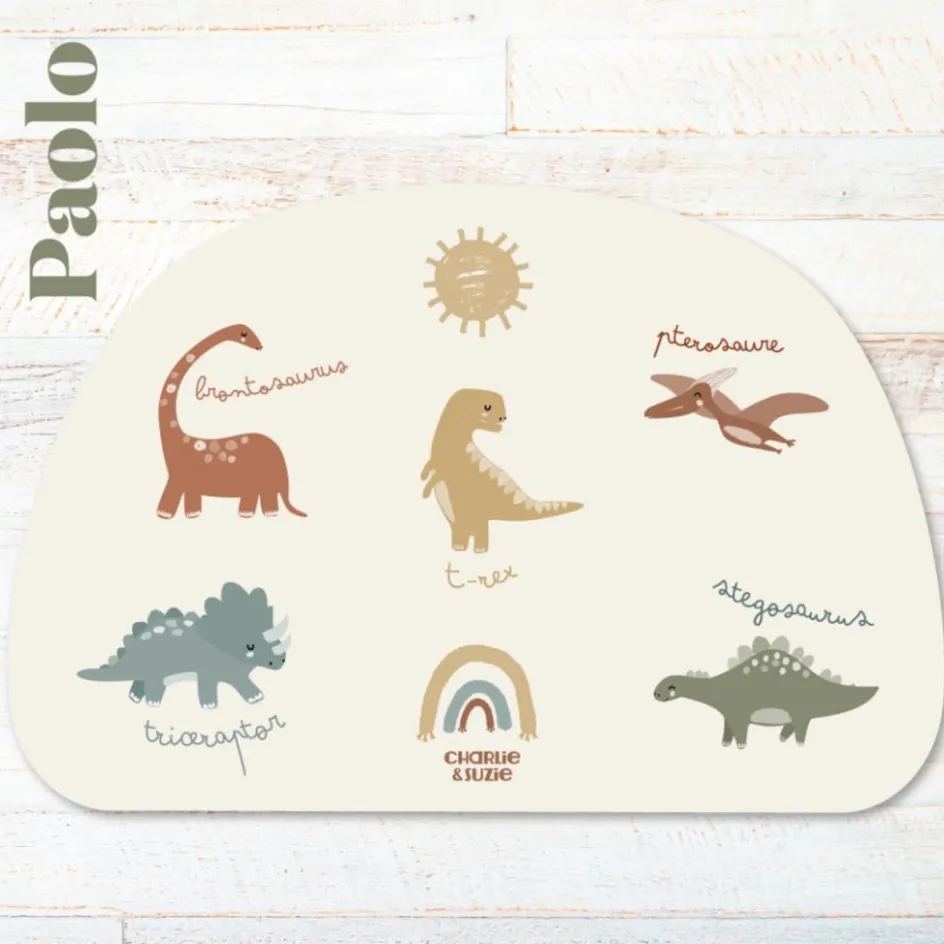 Clearance Charlie et Suzie Set de table Mes Dinos Paolo personnalisable