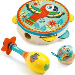Outlet Djeco Set de trois instruments (Tambourin, maracas et castagnettes)