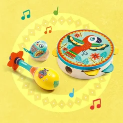 Outlet Djeco Set de trois instruments (Tambourin, maracas et castagnettes)