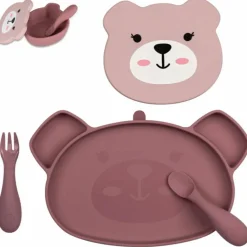 Set repas en silicone Ourson Rose (4 pièces)|TUM TUM