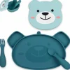 Clearance TUM TUM Set repas en silicone Ourson Bleu (4 pièces)
