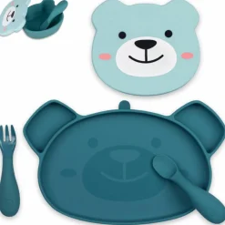 Clearance TUM TUM Set repas en silicone Ourson Bleu (4 pièces)