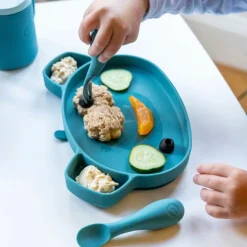 Clearance TUM TUM Set repas en silicone Ourson Bleu (4 pièces)