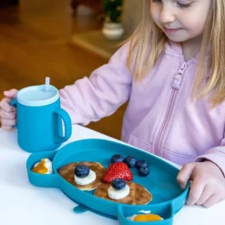 Clearance TUM TUM Set repas en silicone Ourson Bleu (4 pièces)