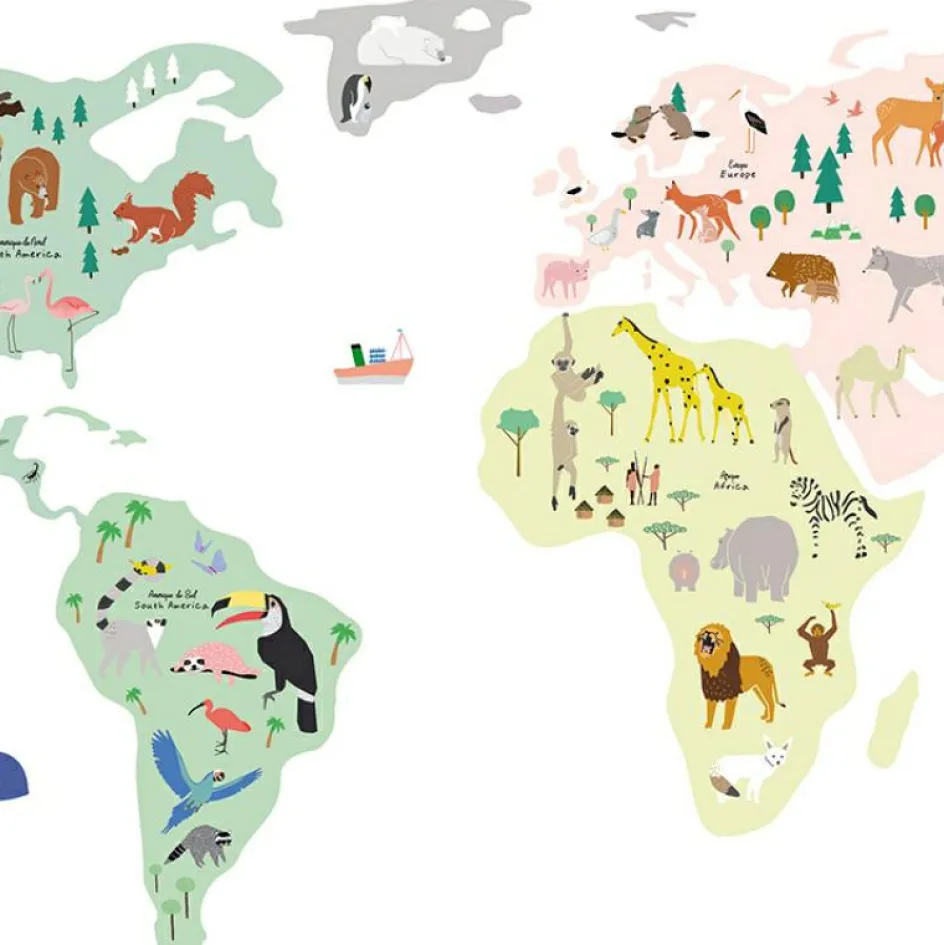 Stickers géants Animaux du monde (160 x 80 cm)|Mimi'lou