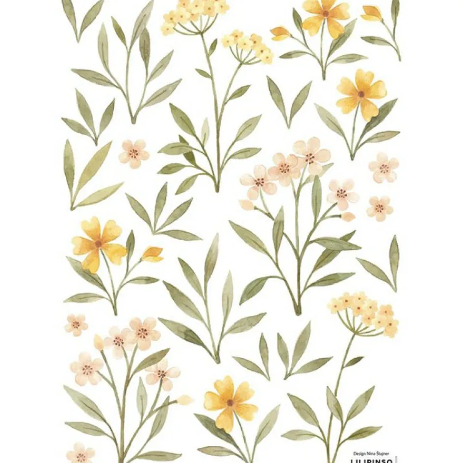 Discount Lilipinso Stickers Oh deer fleurs oranges et jaunes (29,7 x 42 cm)