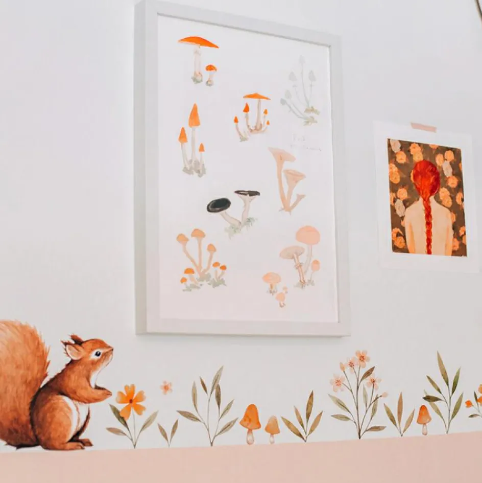 Discount Lilipinso Stickers Oh deer fleurs oranges et jaunes (29,7 x 42 cm)