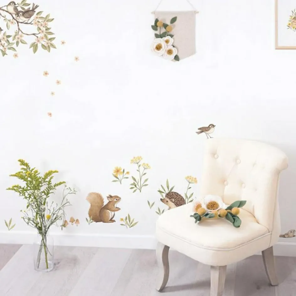 Discount Lilipinso Stickers Oh deer fleurs oranges et jaunes (29,7 x 42 cm)