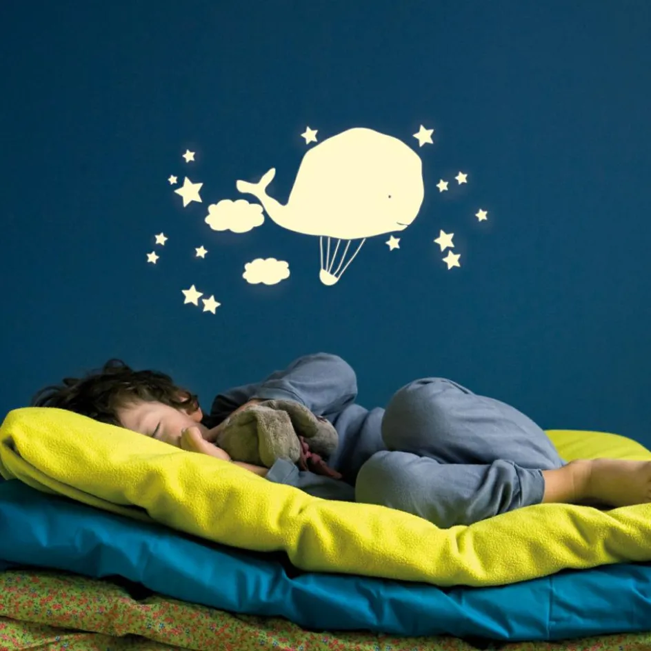 Outlet Mimi'lou Stickers phosphorescent Montgolfière baleine