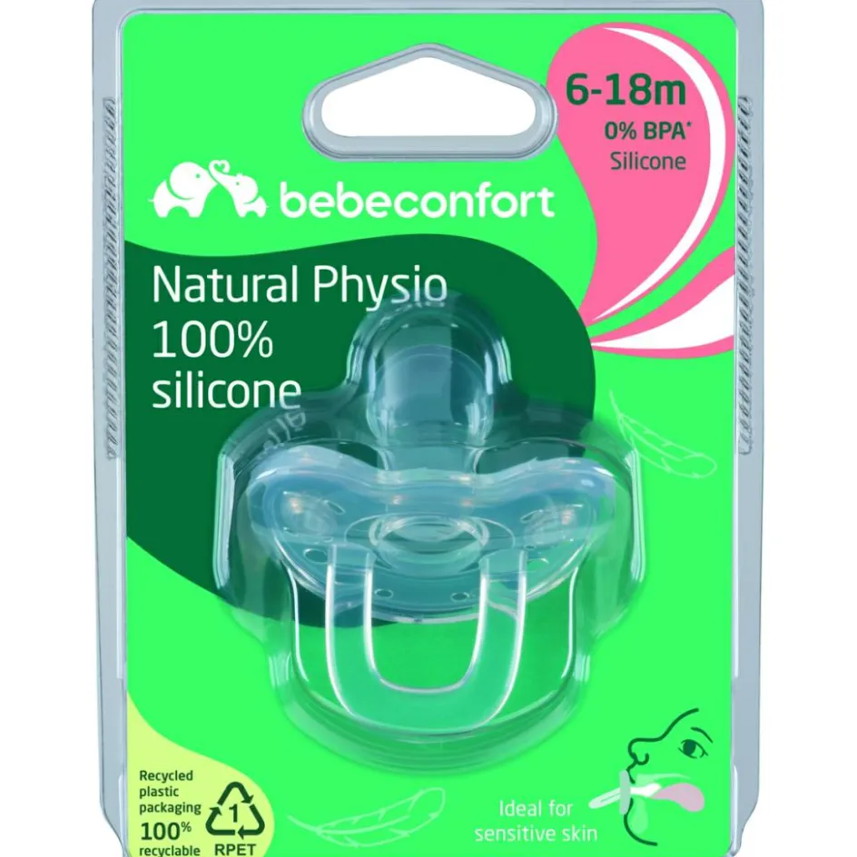 Sucette physiologique en silicone transparent (6-18 mois)|Bébé Confort Best