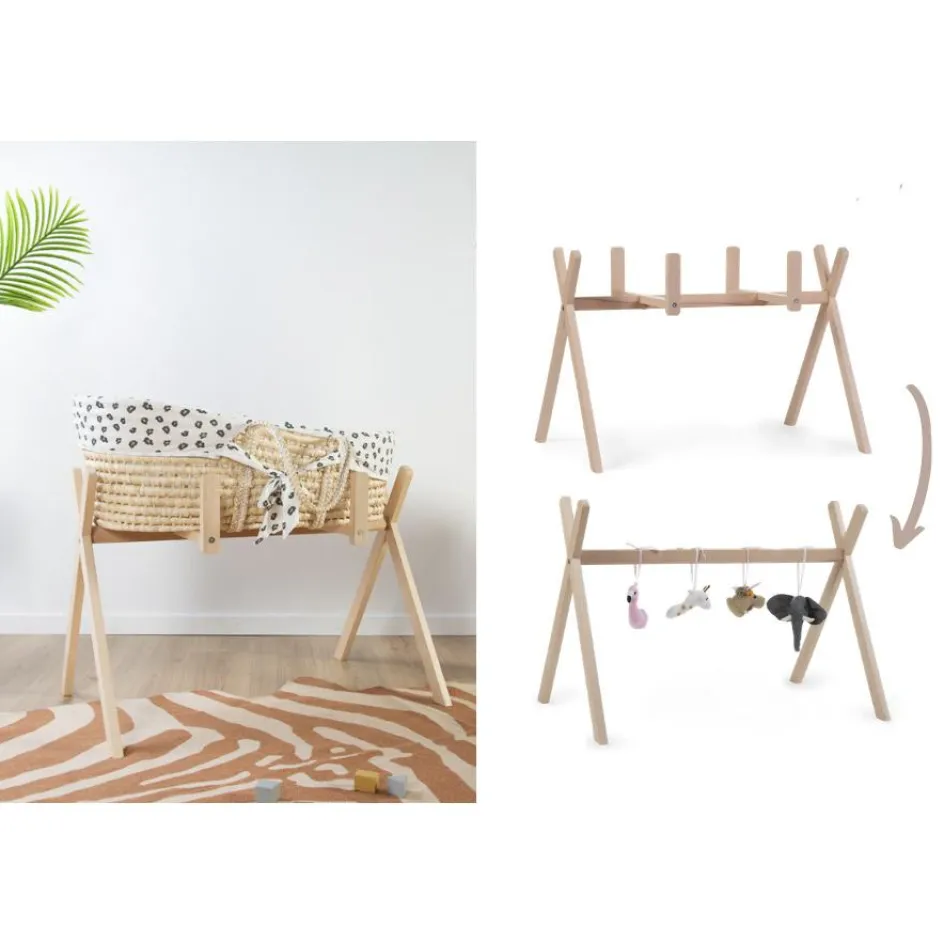 Support de couffin évolutif 2 en 1 en bois naturel|Childhome Discount