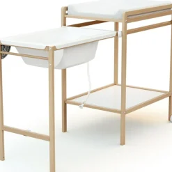 Table à Langer avec baignoire en bois de hêtre verni Essentiel|AT4 Clearance