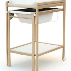 Table à Langer avec baignoire en bois de hêtre verni Essentiel|AT4 Clearance