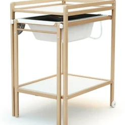 Table à Langer avec baignoire en bois de hêtre verni Essentiel|AT4 Clearance