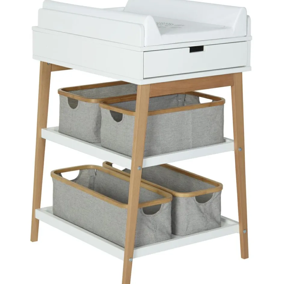 Table à langer Hip avec tiroir Blanc-Naturel|Quax Outlet