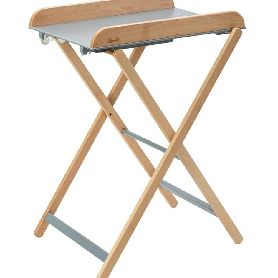 Best Combelle Table à langer pliante Jade bois massif hybride bleu gris