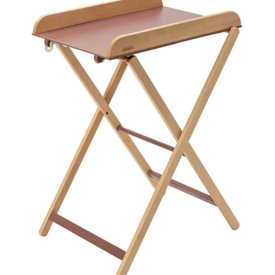 Table à langer pliante Jade bois massif hybride vieux rose|Combelle
