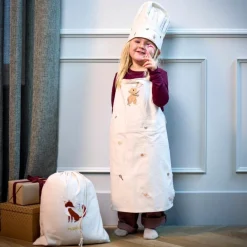 Tablier brodé et toque en coton Wonderful Winter Lièvre|Filibabba Online