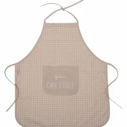 Tablier de cuisine coton enduit Futur chef étoilé carreaux nude|BB & Co Online