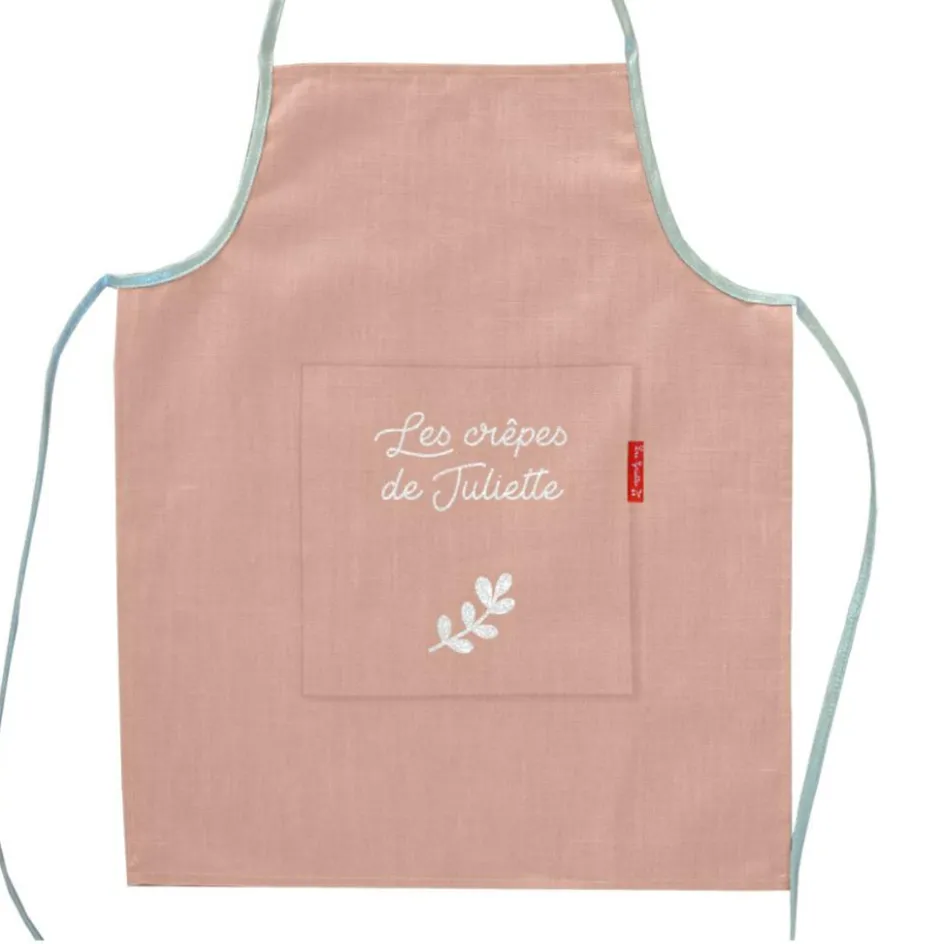 Hot Les Griottes Tablier enfant en lin Rose poudré (personnalisable)