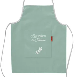 Tablier enfant en lin Vert amande (personnalisable)|Les Griottes Best