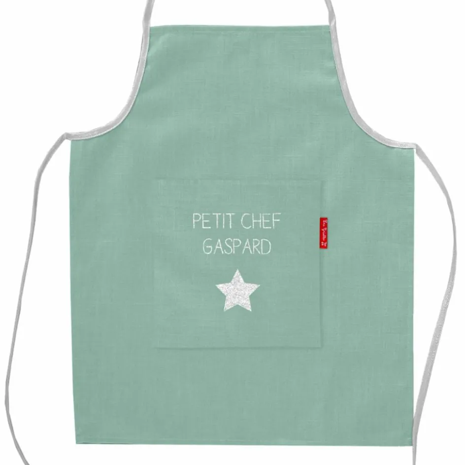 Tablier enfant en lin Vert amande (personnalisable)|Les Griottes Best