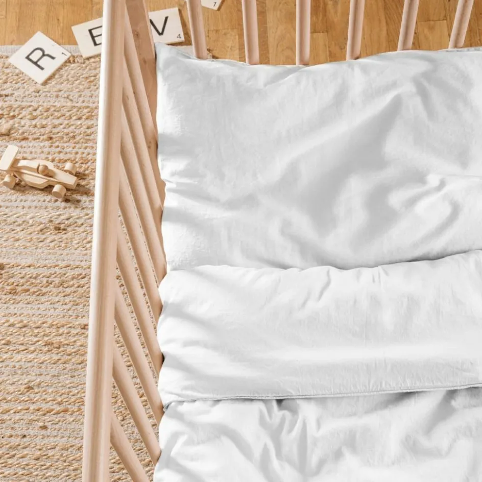 Taie d'oreiller satin de coton bio Blanc craie (40 x 60 cm)|Kadolis Clearance