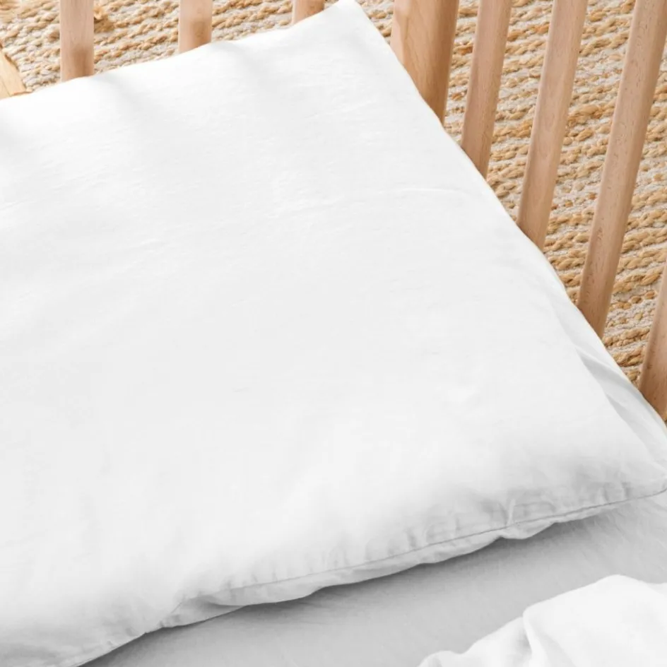 Taie d'oreiller satin de coton bio Blanc craie (40 x 60 cm)|Kadolis Clearance