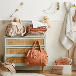 Tapis à langer en coton gaufré Latte|BB & Co Sale