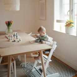 Best Mushie Tapis anti-éclaboussure Olive Check (108 x 108 cm)