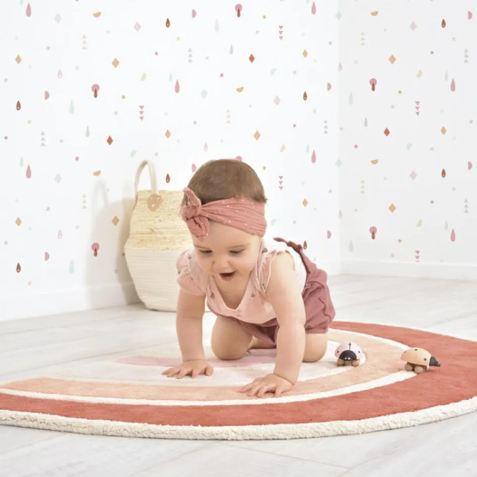 Tapis coton Paradisio arc en ciel orange et rose (120 x 70 cm)|Lilipinso Sale