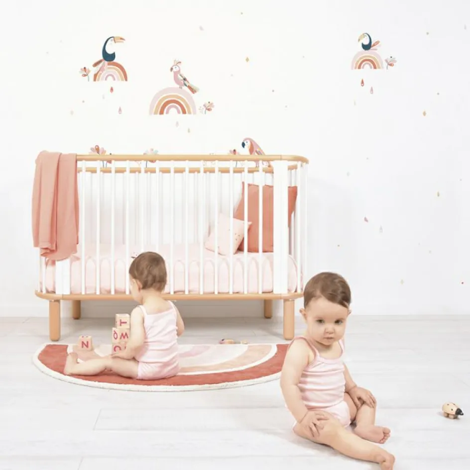 Tapis coton Paradisio arc en ciel orange et rose (120 x 70 cm)|Lilipinso Sale