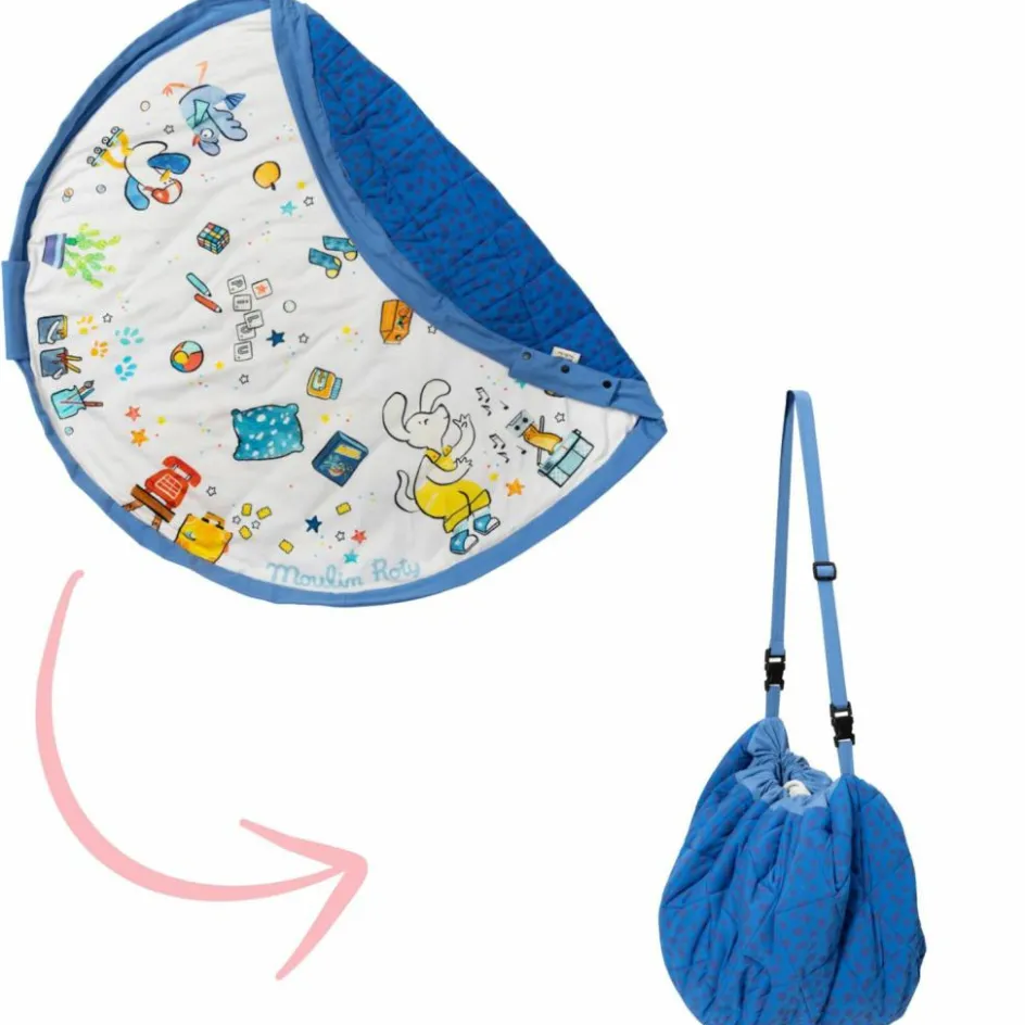 Tapis de jeu 2 en 1 Noomad Organic Soft Puce et Pilou Moulin Roty|Play&Go Outlet