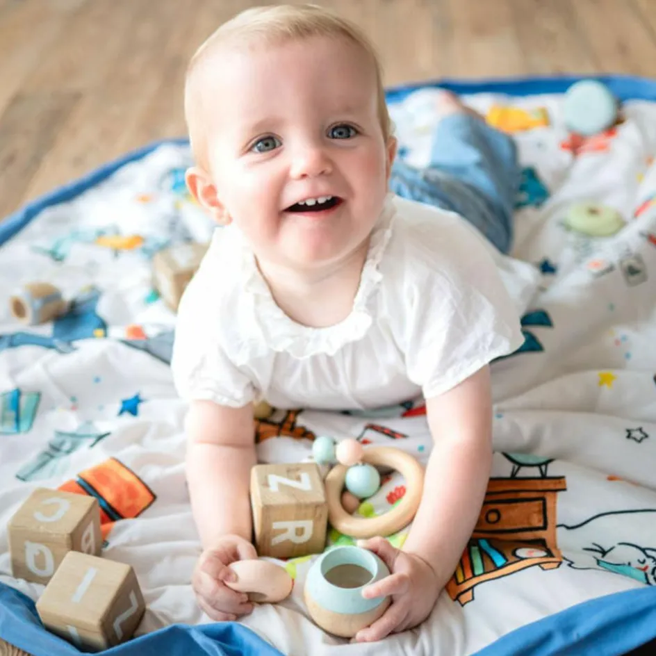 Tapis de jeu 2 en 1 Noomad Organic Soft Puce et Pilou Moulin Roty|Play&Go Outlet