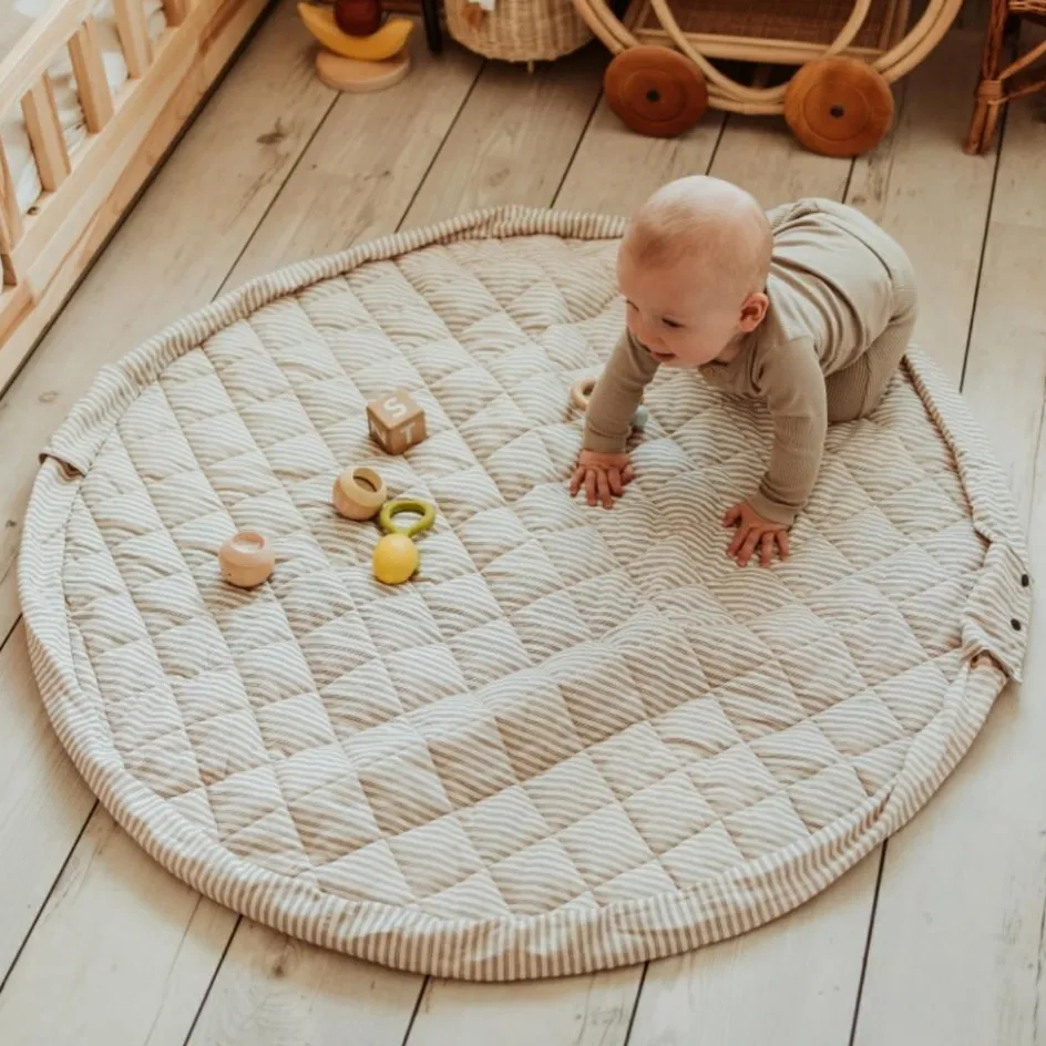 Best Play&Go Tapis de jeu 2 en 1 Noomad Organic Soft Stripes Blue