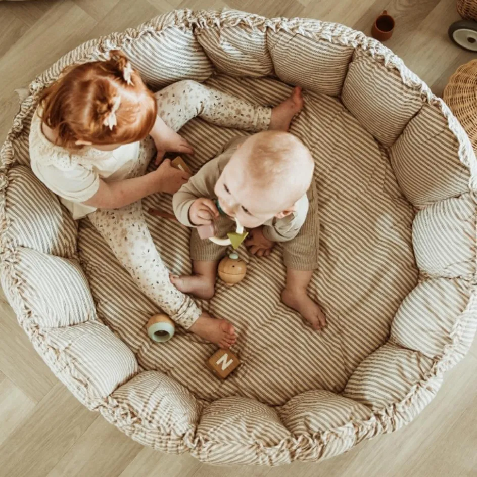 Tapis de jeu 3 en 1 Organic Coco Stripes Blue|Play&Go Outlet