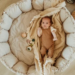 Tapis de jeu 3 en 1 Organic Coco Stripes Blue|Play&Go Outlet