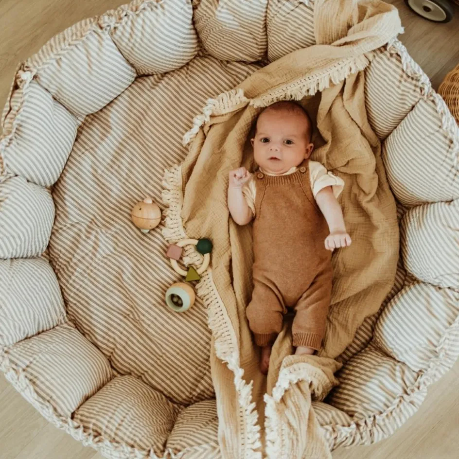 Tapis de jeu 3 en 1 Organic Coco Stripes Blue|Play&Go Outlet