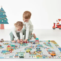 New Janod Tapis de jeu Cross Roads Tapis Ville (120 x 78 cm)