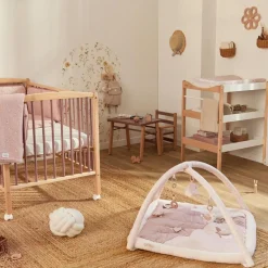 Tapis d'éveil ouatiné soft boa avec arche de jeux rose|Combelle Hot